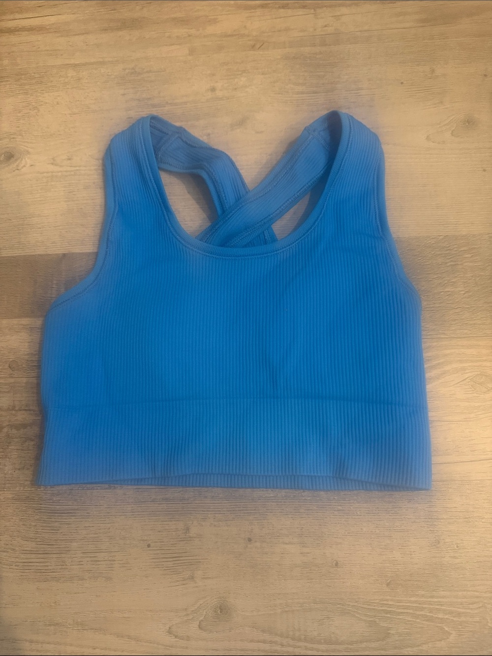 Athleta Blue Ribbed Crossback Sports Bra
